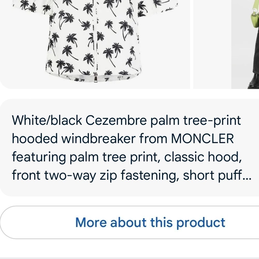Moncler Cezembre Palm Tree Print Short Sleeve Hooded Windbreaker M - Picture 12 of 16
